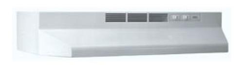 Bulb not included MF11103 BROAN 24" WHITE RANGE HOOD Utilizes 40000 series shell, but contains no fan, light or switches.