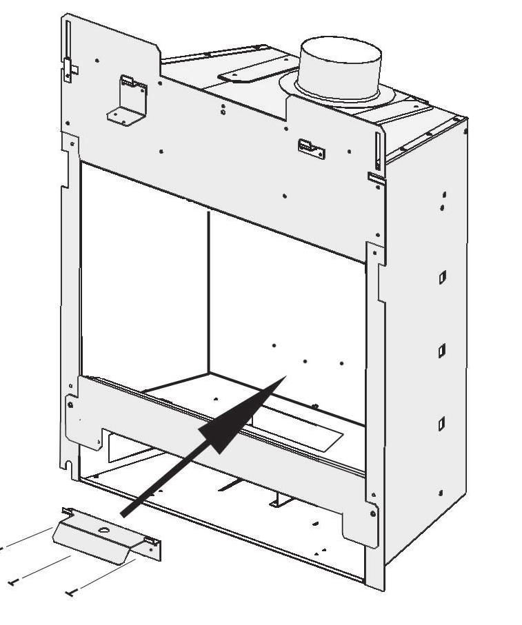 Appliance Preparation Install Base Coal Support Install base coal support (packed loose) to back of firebox using 3 screws as shown below.
