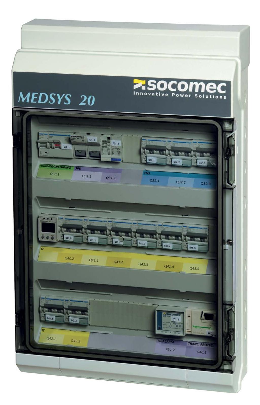 features of MEDSYS 20 Modular enclosure Physical separation beetween each area. Screwed faceplates. UPS RA780 HMD420 RS485 medsy 008 a GB DLD 200-6 One-line diagram MEDSYS 20 in configuration B.