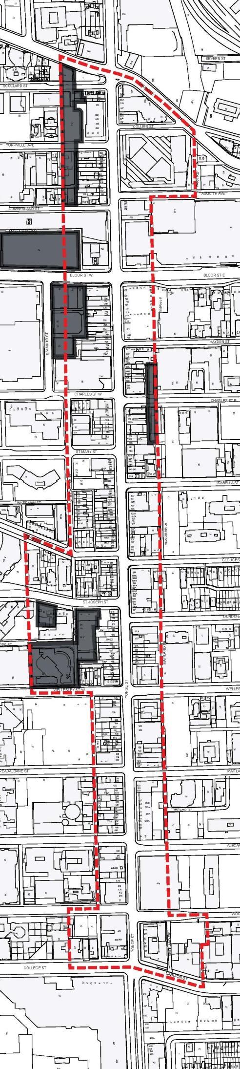 5 Not consistent with a character area Includes properties that reflect a built form prevalent within the areas east and west of Yonge