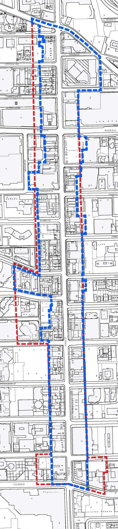 HCD Boundary + Objectives Proposed HCD Boundary Main Street, Yonge/College, and Yonge/Bloor - The proposed HCD boundary includes identified character areas and primarily includes properties fronting