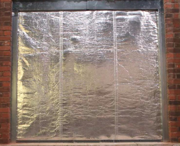 FC4 Key Info A fire curtain that can also provide radiant heat protection Material Built up of two layers of wire reinforced glass fabric with aluminium foil laminated to the outer sides.