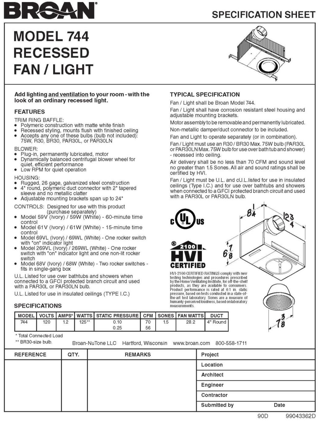 Fan/Light Model