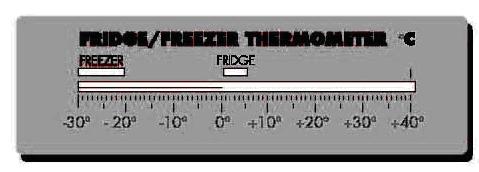 These are available from most supermarkets and hardware shops. Place the thermometer in the Fridge compartment and leave overnight. The correct temperature Should read between 0 and 10.