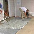 The pavers had to be laid on a wet bed as there was an existing concrete slab.