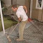 Once laid, Nigel grouted the pavers using a 3:1 sand and cement slurry.