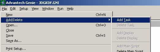 6. Išsaugokite failą TUTOR8.GNI pavadinimu. 7. Paleiskite pagrindinio skripto programą spragtelėję Run meniu start funkciją, esant aktyviam Task1 langui.