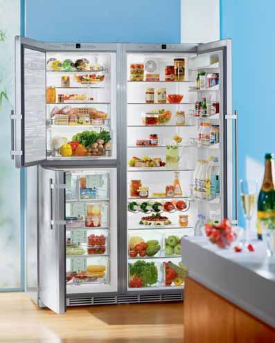 SBSes 7051 Gross volume 407 litres* Net volume 384 litres* Transparent drawers Fruit and vegetable bins Bottle shelf BioFresh Compartment