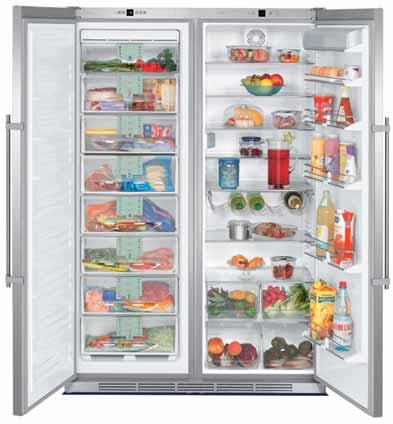 SBSes 7202 Gross volume 407 litres* Net volume 384 litres* Transparent drawers Fruit and vegetable bins Butter and cheese compartment with cover Egg tray VarioSpace Bottle shelf Temperature