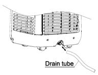 13 CONTINUOUS DRAINAGE To operate the unit continuously without manually emptying the tank, follow these steps: 1. Remove the drain plug from the back of the unit and retain it for future use. 2.
