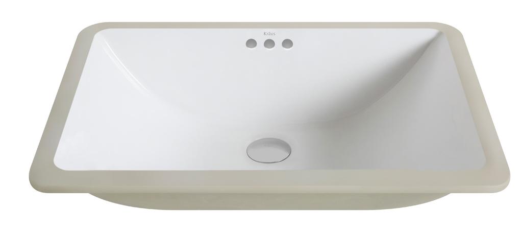 CERAMIC SINKS 2015 BENEFITS AND FEATURES 11 Elavo White Ceramic Large Rectangular Undermount Bathroom Sink w/ Overflow KCU-251 Features: Seamless Undermount Installation Durable & Scratch-Resistant