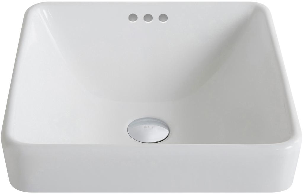 CERAMIC SINKS 2015 BENEFITS AND FEATURES 14 Elavo White Ceramic Square Semi-Recessed Bathroom Sink w/ Overflow KCR-281 Features: Semi-Recessed Installation Durable & Scratch-Resistant Non-Porous