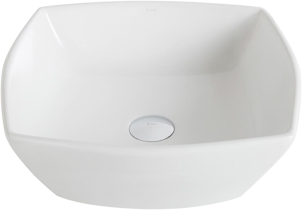 CERAMIC SINKS 2015 BENEFITS AND FEATURES 15 Elavo White Ceramic Flared Square Vessel Bathroom Sink KCV-126 Features: Easy Above-Counter Installation Durable & Scratch-Resistant Non-Porous Finish