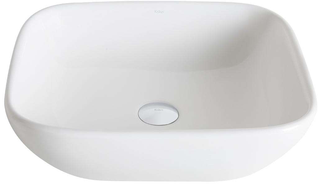 CERAMIC SINKS 2015 BENEFITS AND FEATURES 16 Elavo White Ceramic Soft Square Vessel Bathroom Sink KCV-127 Features: Easy Above-Counter Installation Durable & Scratch-Resistant Non-Porous Finish