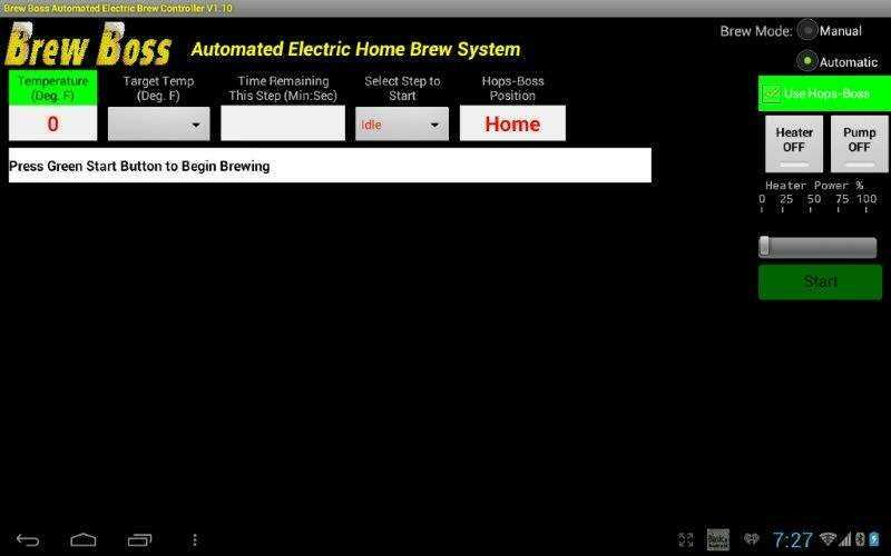 15. Launch the Brew-Boss app again. The Use Hops Boss check box should now appear checked and the Hops-Boss position should now be shown as illustrated in the screenshot below.