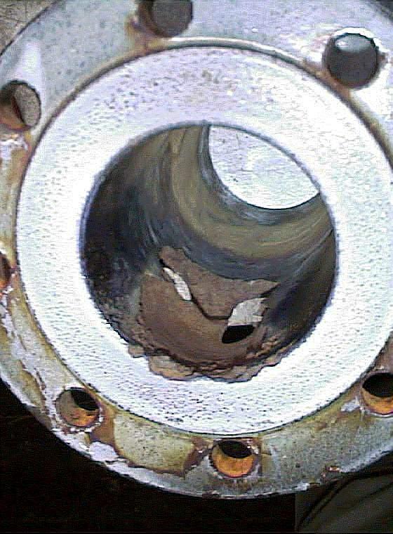 Typical cavitation damages Cavitation damages at a gate valve. The gate valve was not closed completely.
