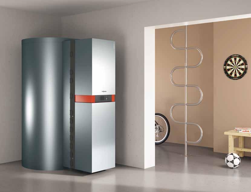 34/35 Vitosolar 300-F oil condensing storage combi boiler for solar DHW heating and central heating backup Take advantage of these benefits: Vitotronic 200 control unit display 750 litre combi