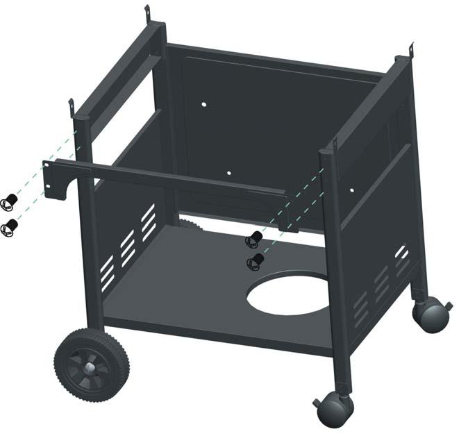 Connect the front shelf, manual match and front legs using two M6X10 screws (7) on each side of legs.