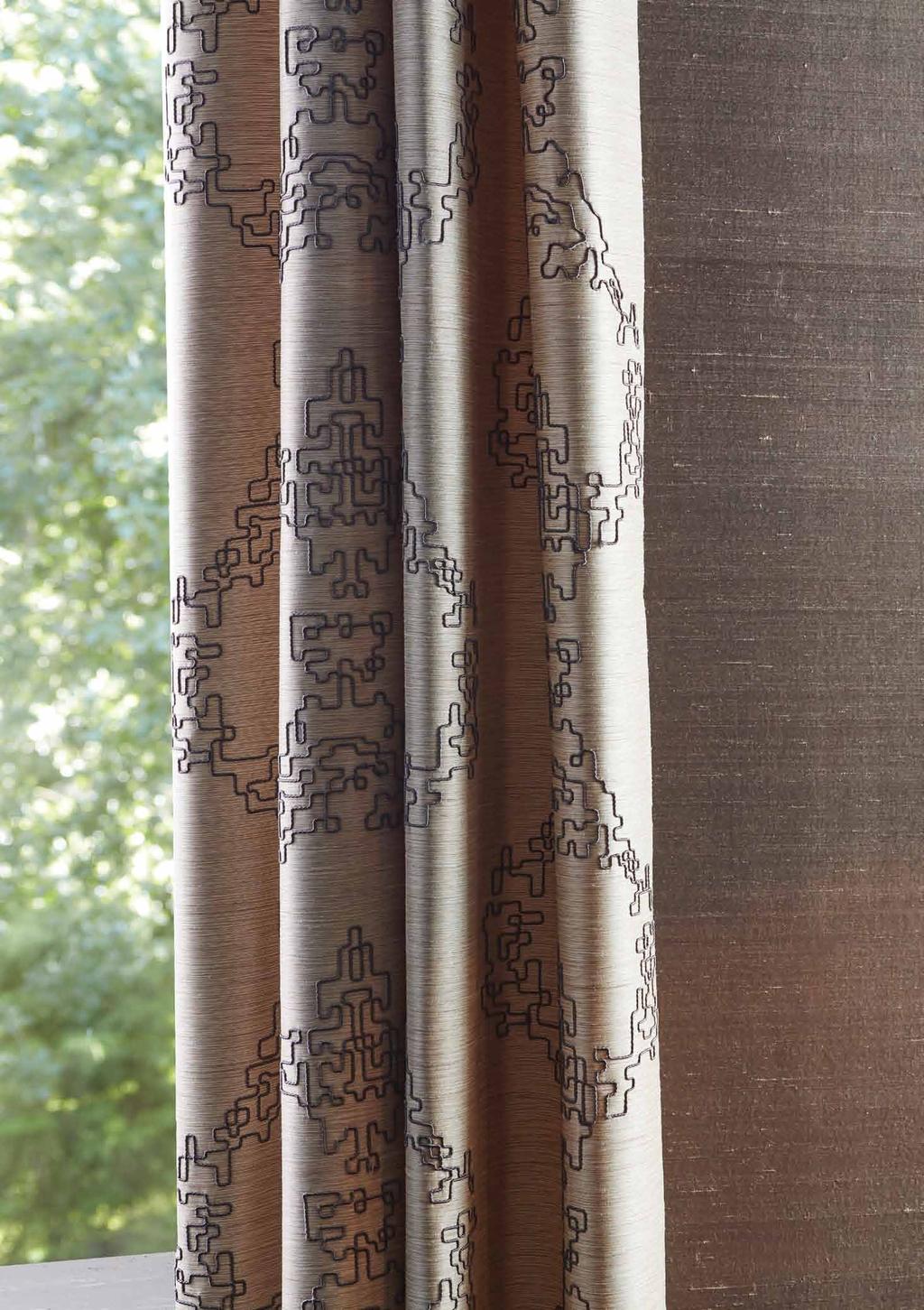 Embroidered Textile & Wallcovering Cornelli Damask Cord An elegant and radiant damask trail has
