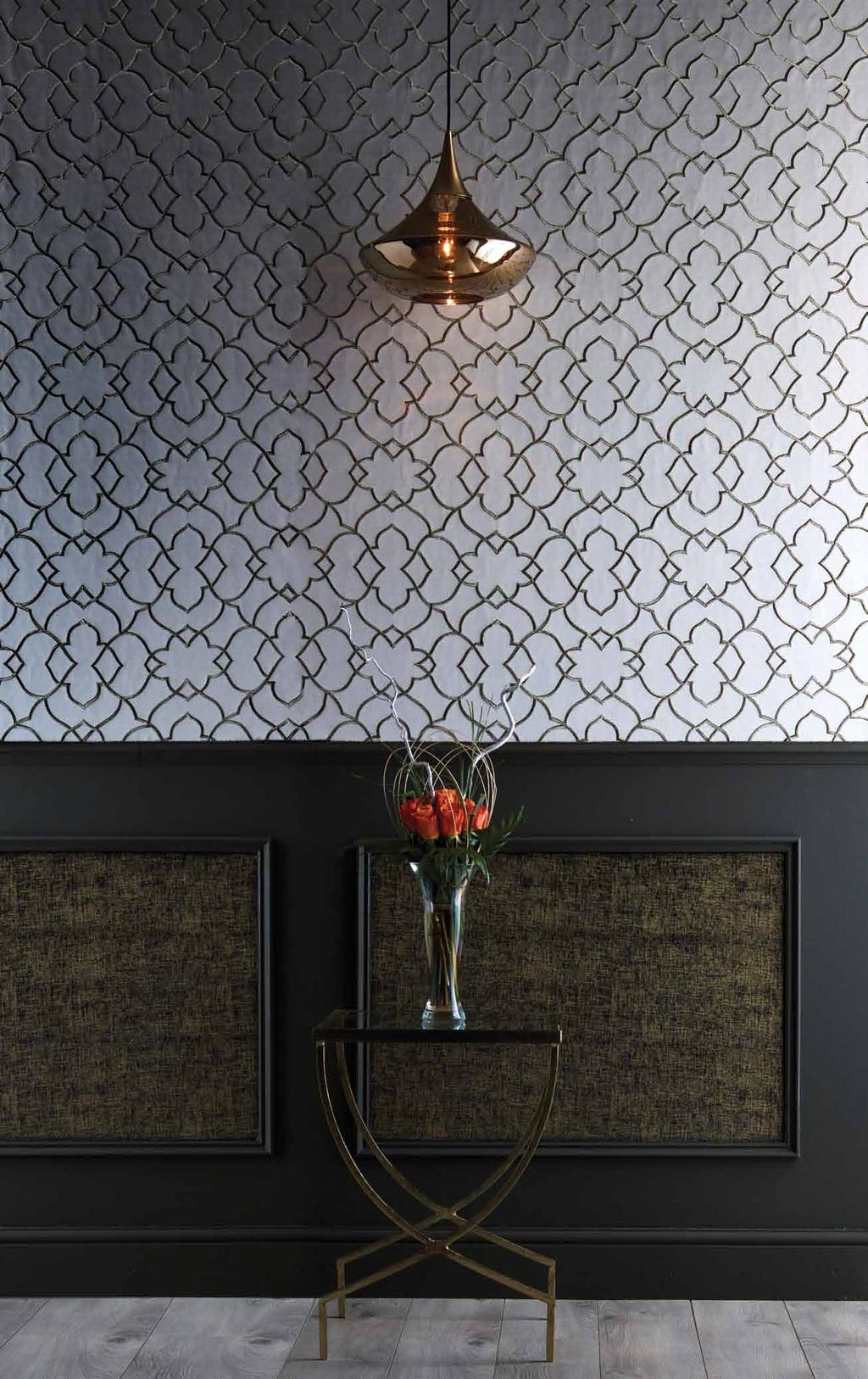 Embroidered Satin & Wallcovering Lotus Inspired by a