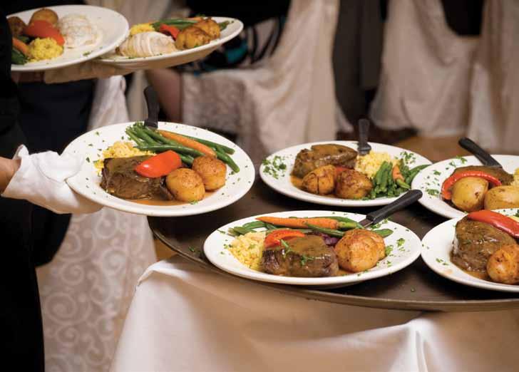 BANQUETING For large groups of diners, preparation is vital. Organising specific foods before service ensures meals can be delivered with the minimum of fuss.