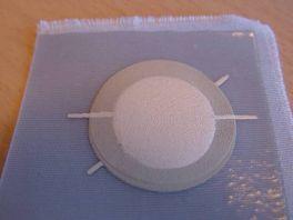 PiezoPaint - Examples Piezoelectric buzzer on textile: Sound Level (10 cm), db 80,0 75,0 70,0 65,0 60,0 55,0 50,0 PZ24-50 Polycotton 250V P-P 500 V P-P 0 2 4 6 8 10 12