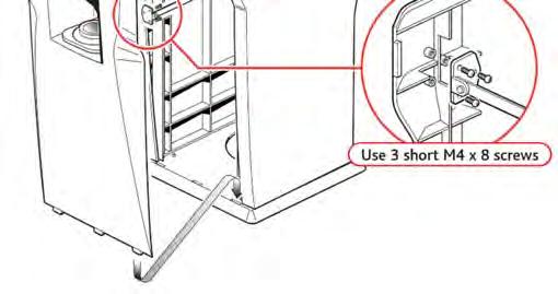 Attach the door strap to the door using the three short screws.