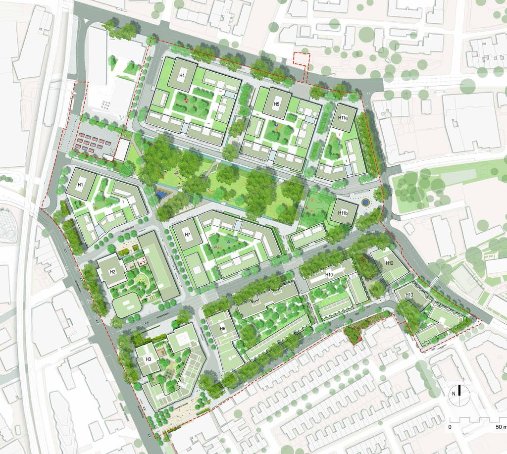 Introduction The Park - Phase 1 Boundary The Park Boundary Elephant Park site wide boundary Elephant Park Site Wide Illustrative Masterplan - showing illustrative landscape design for The Park