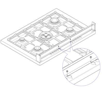 1 2) Place front part of the backguard and attach it from bottom side with the two removed screws (point 2) as shown in fig.