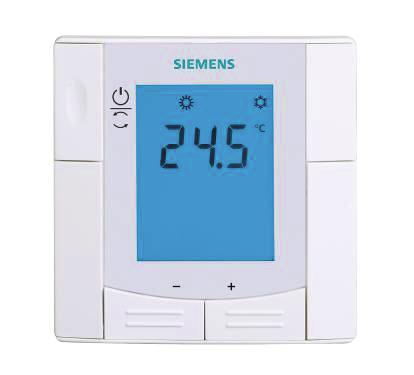 Mechanical design The thermostat consists of 2 parts: Front panel accommodating the electronics, operating elements and built-in room temperature sensor. Mounting base with the power electronics.