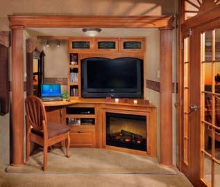 You ll enjoy the durability of solid hardwood slide room fascia trim and cabinets, rich fabrics, and decorative