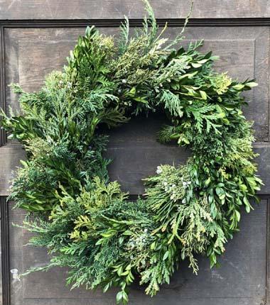 .. This wreath is handmade from the greens we have