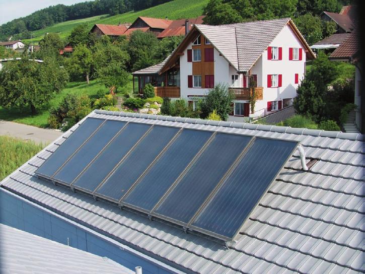 IDKM200 in pitched roof array: two rows of three collectors IDKM200 in