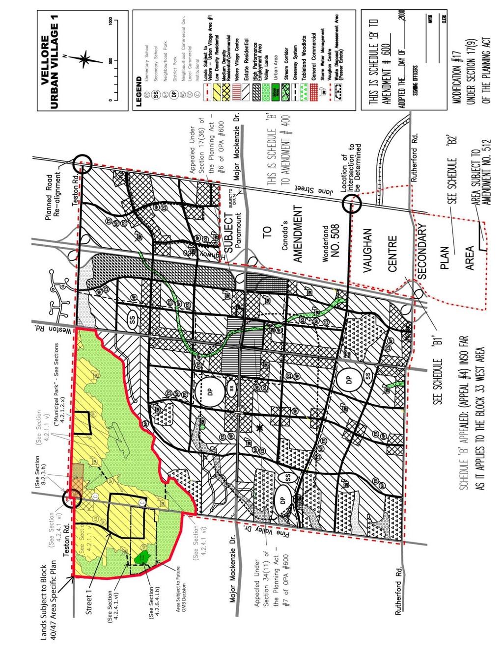 established through the approval of the Block 40/47 Block Plan and Draft Plans of