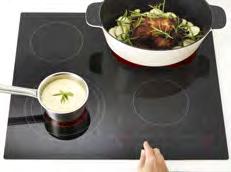 Cooktop with extendable radiant cooking zones: 2 145 mm, 1 170/265 mm dual zone and 1 210/175/210 mm triple zone 2