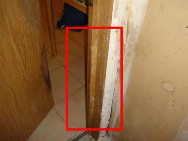 Page 32 of 48 9.3 (1) Maintenance: The jamb was damaged on the door to the interior in Unit C. Recommend replacing the jamb by a qualified person. 9.3 Item 1(Picture) Damaged jamb in Unit C 9.