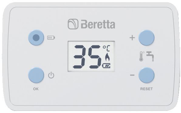 The design of the new control panel, modern and linear, in family-line with the new generation Beretta products, is characterized by an intuitive backlit display, which immediately shows the water