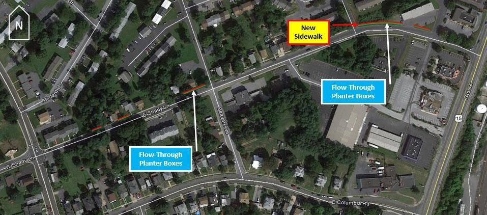 Recommended Improvements: G1. The Township should update/upgrade pedestrian accommodation at the signalized intersection of Shady Lane and Enola Drive. No green infrastructure improvements proposed.