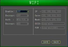 accordingly. WIFI Enable: ON/OFF means to enable or disable WIFI connection.