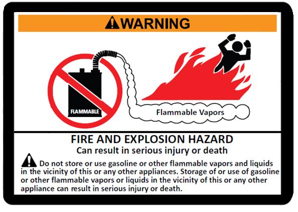WARNING: If the information in these instructions is not followed exactly, a fire or explosion may result causing property damage, personal injury or death.
