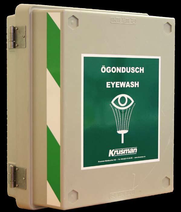 Model KN1540 Krusman portable eyewash 60L Self-contained portable eyewash unit that uses gravity to deliver water through dual spray heads.