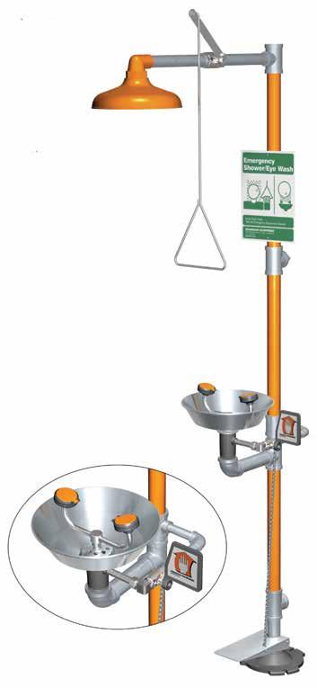 Emergency Showers Emergency Shower, Eye/Face Wash, Stainless Steel Bowl, Hand & Foot Control Emergency Shower, Eye/Face Wash, Stainless Steel Bowl & Cover, Hand & Foot Control Product # AM-G1950HFC
