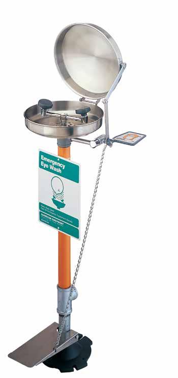 Eye/Face Wash, Pedestal Mounted, Stainless Steel Bowl & Cover Eye/Face Wash, Pedestal Mounted, Stainless Steel Bowl & Cover, Hand and Foot Control Product # AM-G1760BC Application: Free standing,