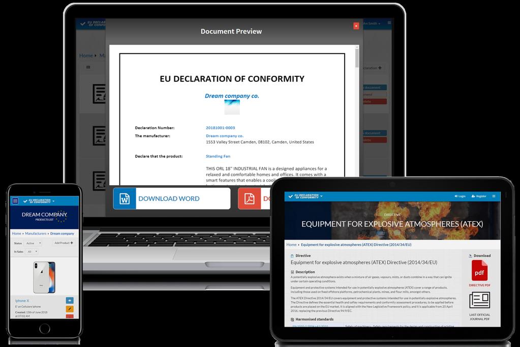 This Free of Charge application was designed to help manufacturers, consultants, notified bodies to keep under control the EU declaration of conformity.