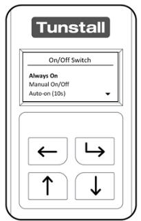 On/Off Switch When operating in Enuresis, Epilepsy, Bed in/out, Door Guard, Virtual Bed or Door open/closed (it is possible to stop the Universal Sensor from sending events to the Tunstall System,