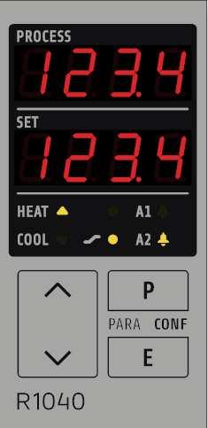 6 Display and Keyboard LED H: Heating active LED A1: Alarm 1 LED C: Cooling active LED Setpoint ramp active LED A2: Alarm 2 Key functions: arameter key