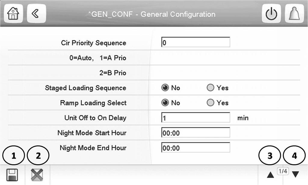 Set force Auto Forced value General configuration screen To access the General configuration screen, go to the Configuration menu and select General Configuration Press to set or to remove the forced