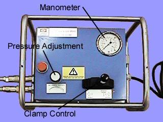 5. Preparation For Welding A. Place the hydraulic unit so that the manometer is easily visible. Pull the lever to (< >) and hold until the welding carrier has moved back all the way. B.