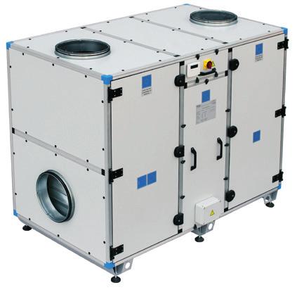 CompAir RW Basic configuration: Highly efficient rotary wheel heat exchanger. Inlet and outlet fans with EC motors. Bag or panel filter F7 on inlet and M5 or F7 on outlet side.