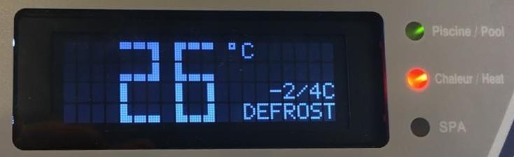 SETTINGS Actual refrigerant temperature Refrigerant temperature needed to exit defrost mode Actual water temperature Unit is in Defrost mode Image 7: Defrost Mode Defrosting Mode Defrosting is a